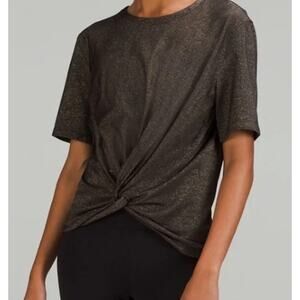 Lululemon Gray/Gold Shimmer T-Shirt Size 4